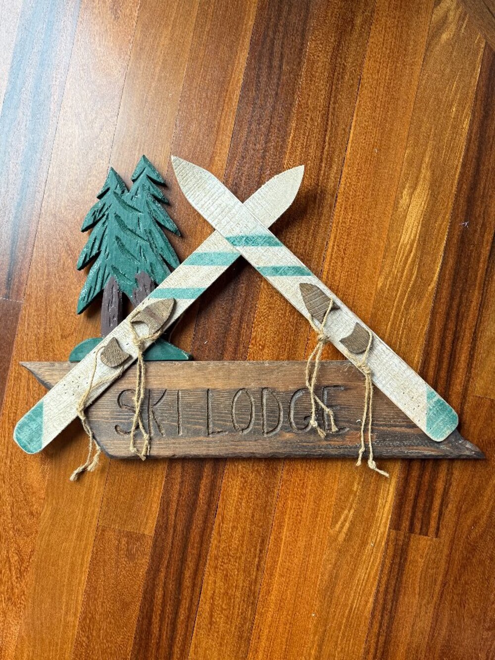 Rustic Wood Ski Lodge Sign Decor